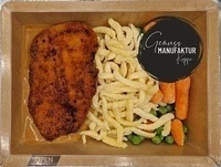 Bild Hähnchen Cordon Bleu mit Spätzle, Rahmsoße & Erbsen-Karottengemüse